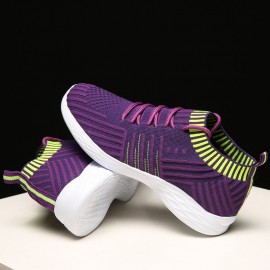 Woman Round Toe Mesh Breathable Slip-On Running Shoes